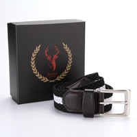 Mens Belt Black & White Stripe Waist 32-38
